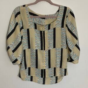 Tucker NYC Silk Geometric Print blouse size small
